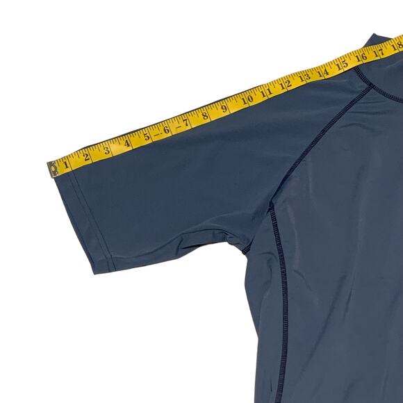 COOLIBAR Shirt Short Sleeve Men's M 50 SPF Blue Stretchy Sun Protection Beachy - Picture 5 of 6